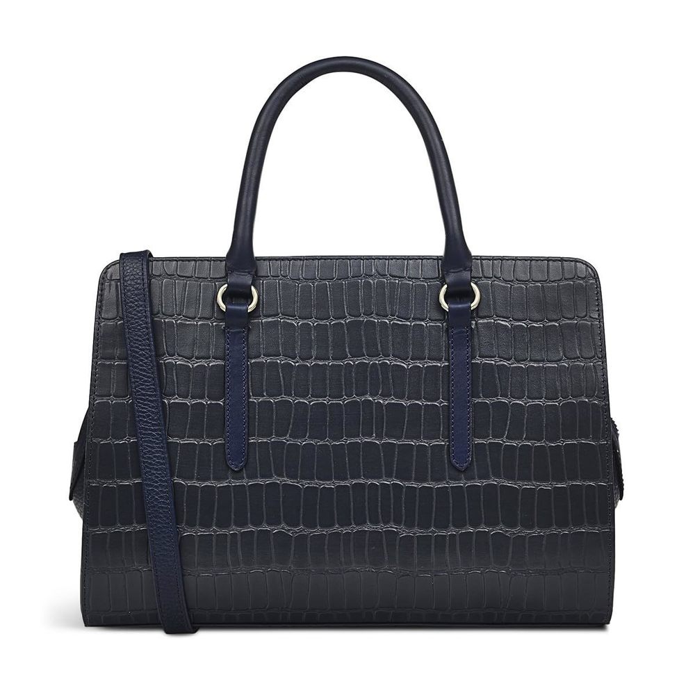 London Angel Lane Faux Crocodile Medium Leather Ziptop Satchel Bag, :'D